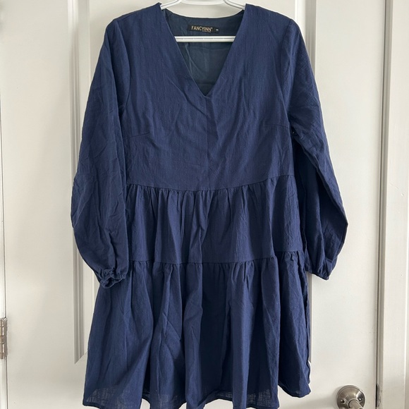 FANCYINN • Blue 2 Tier Ruffle Dress • Small • - Picture 3 of 6